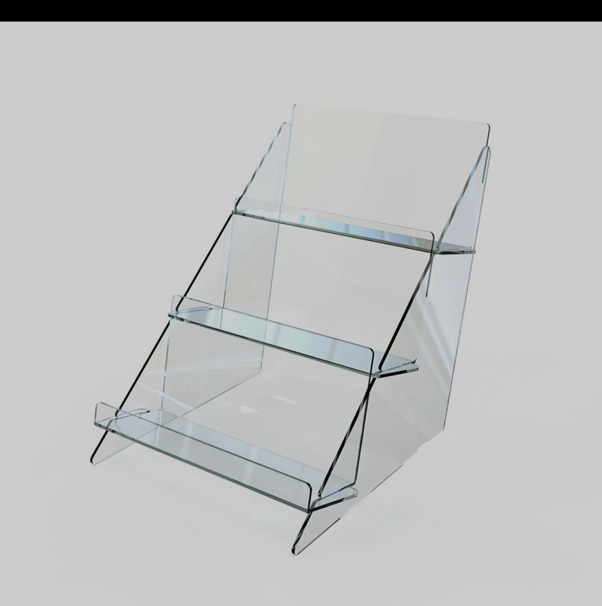 Expositor em acrílico transparente com excelente transparência óptica